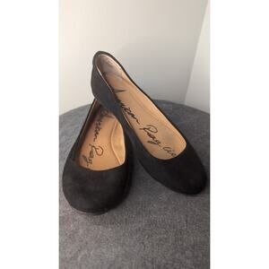 American Rag Aellie Ballet Flats Womens 7 Black Suede Minimal Classic Shoes